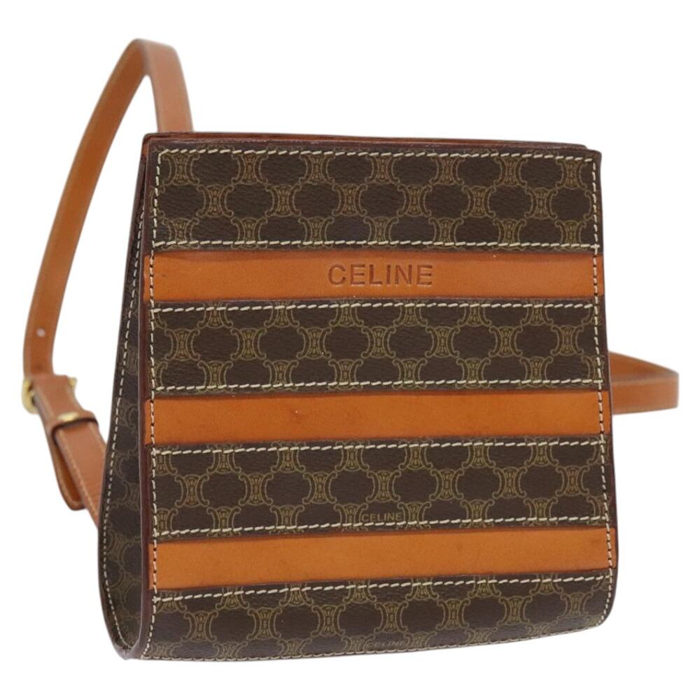 CELINE Macadam Canvas Backpack Pvc Leather Brown